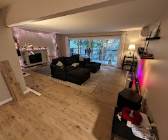 A finished basement living space